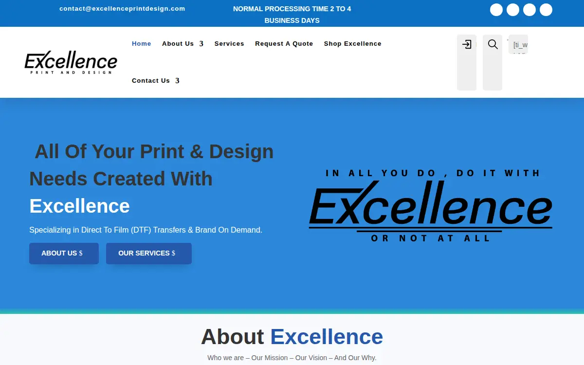 Homepage of Excellence Print & Design LLC