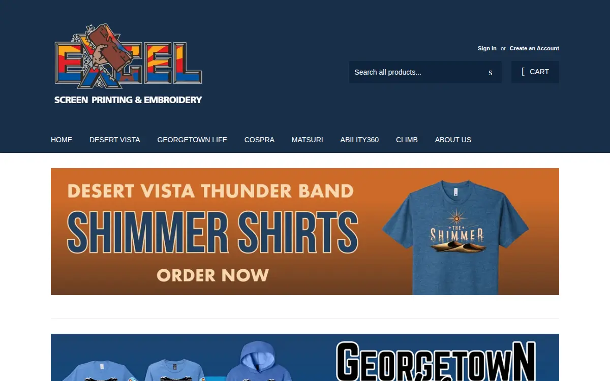 Homepage of Excel Screen Printing Usa, INC
