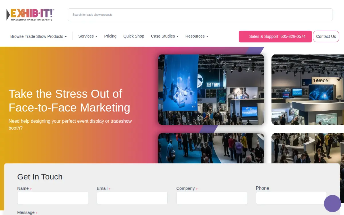 Homepage of Exhib-it! Tradeshow Marketing Experts, L.l.c.