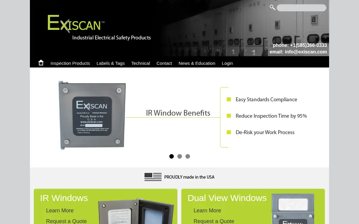Homepage of Exiscan LLC