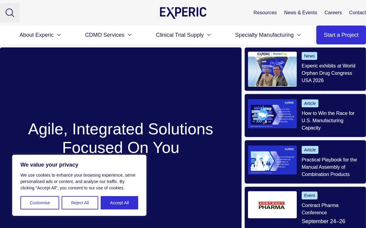 Homepage of Experic, LLC