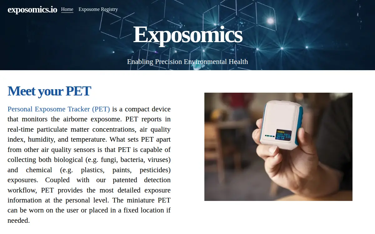 Homepage of Exposomics, INC