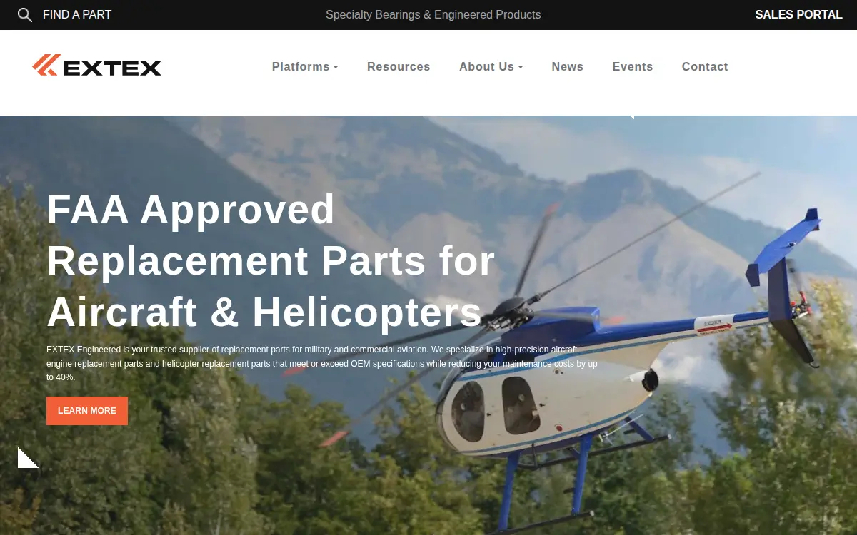 Homepage of Extex Engineered Products INC