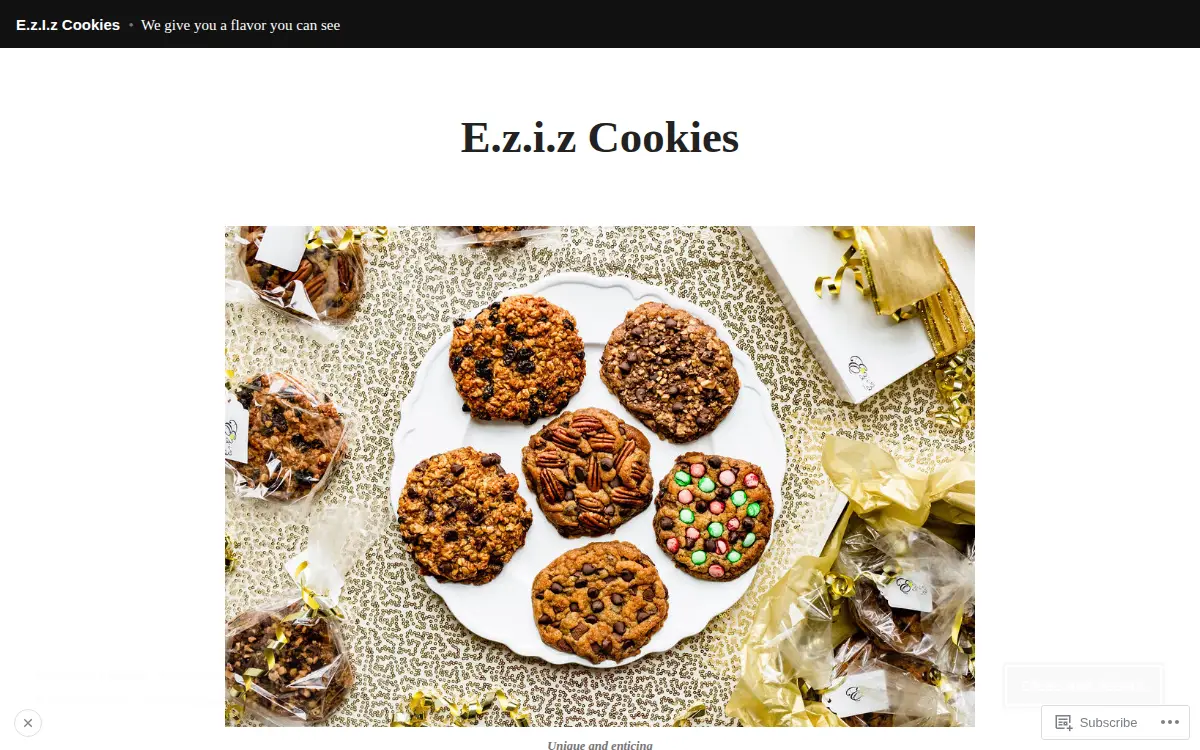 Homepage of E.z.i.z Cookies LLC