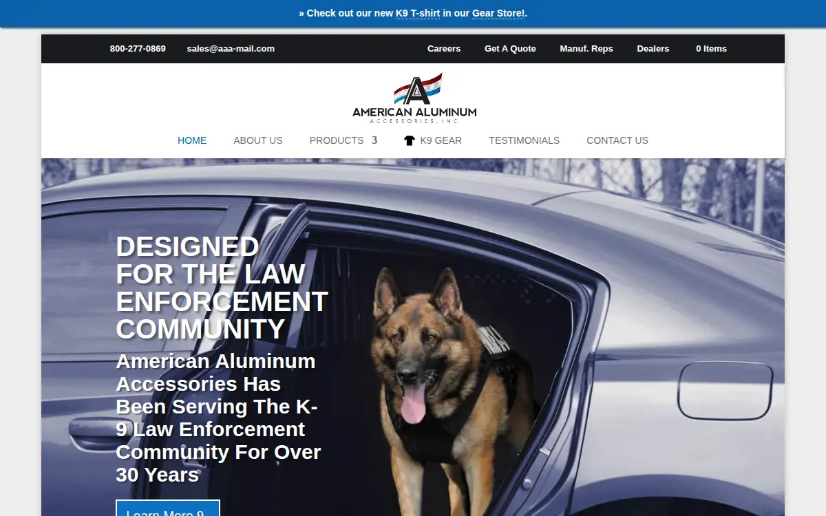 Homepage of American Aluminum Accessories, LLC