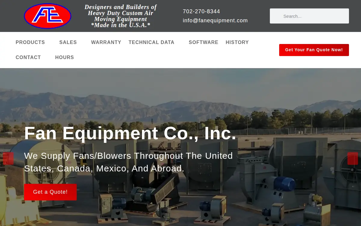 Homepage of Fan Equipment CO INC