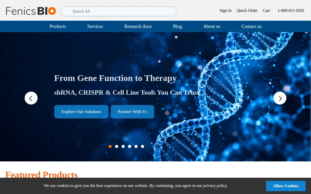 Homepage of Fenicsbio CORP
