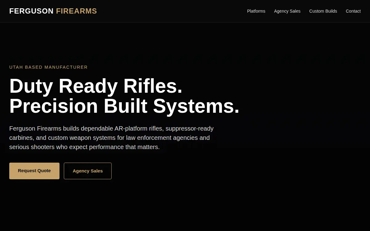 Homepage of Ferguson Firearms Manufacturing and Distribution LLC