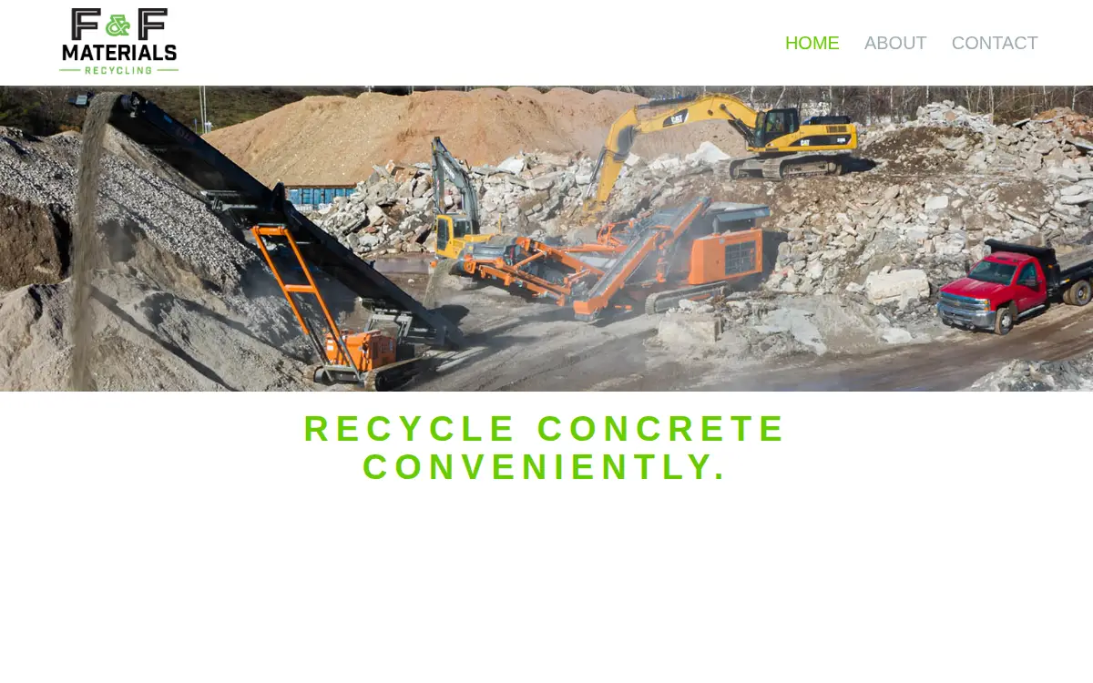 Homepage of F & F Materials, LLC