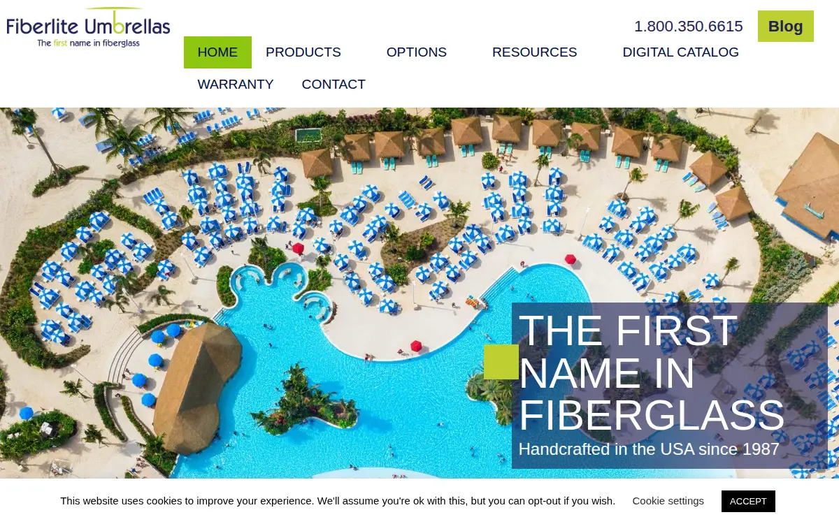 Homepage of Fiberlite Umbrellas LLC