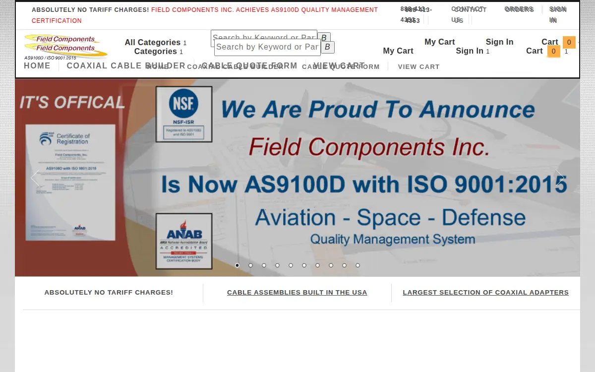 Homepage of Field Components, INC.