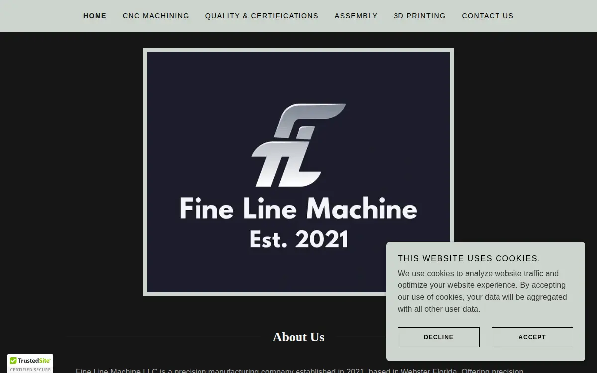 Homepage of Fine Line Machine LLC