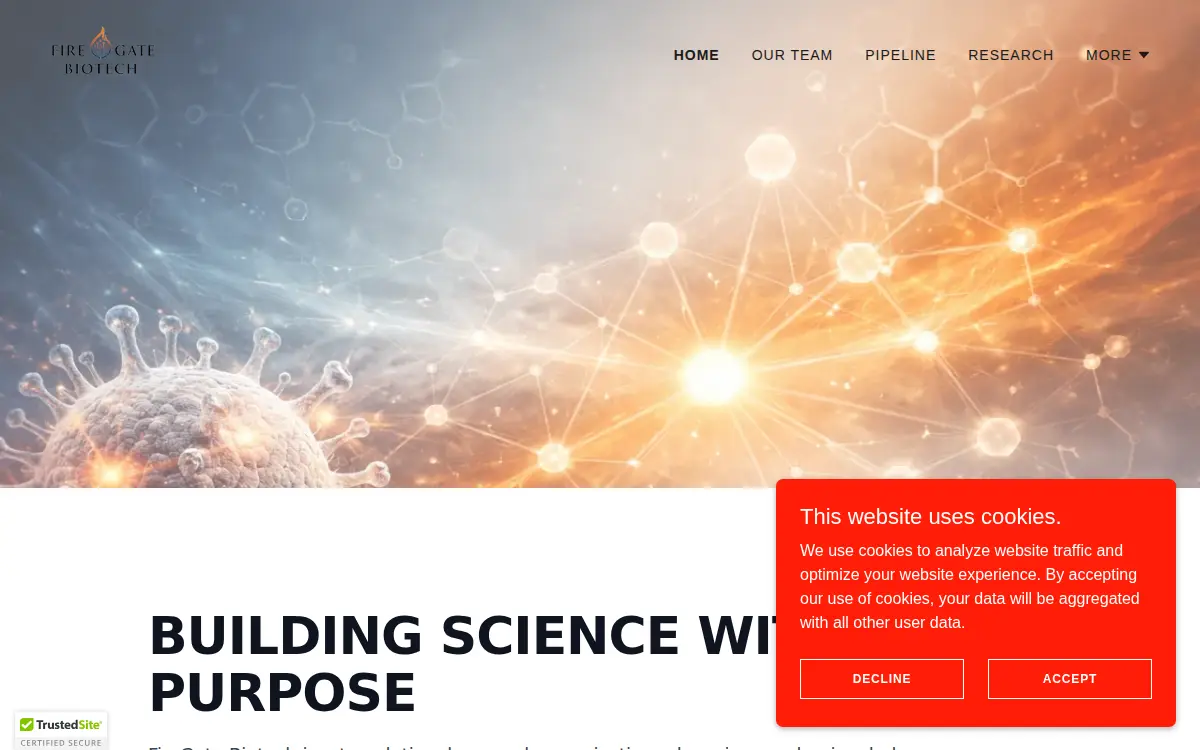 Homepage of Firegate Bioscience LLC