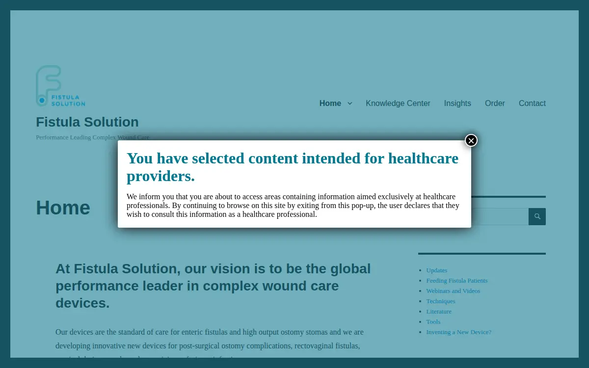 Homepage of Fistula Solution Corporation