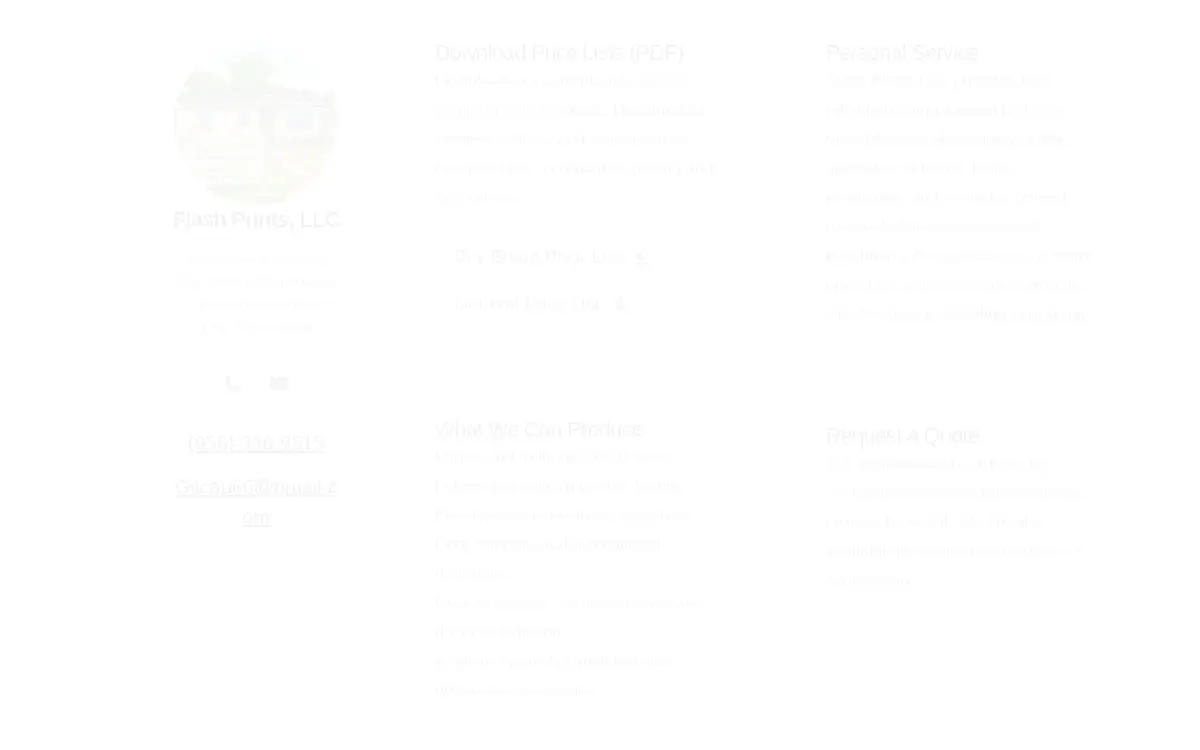 Homepage of Flash Prints, LLC