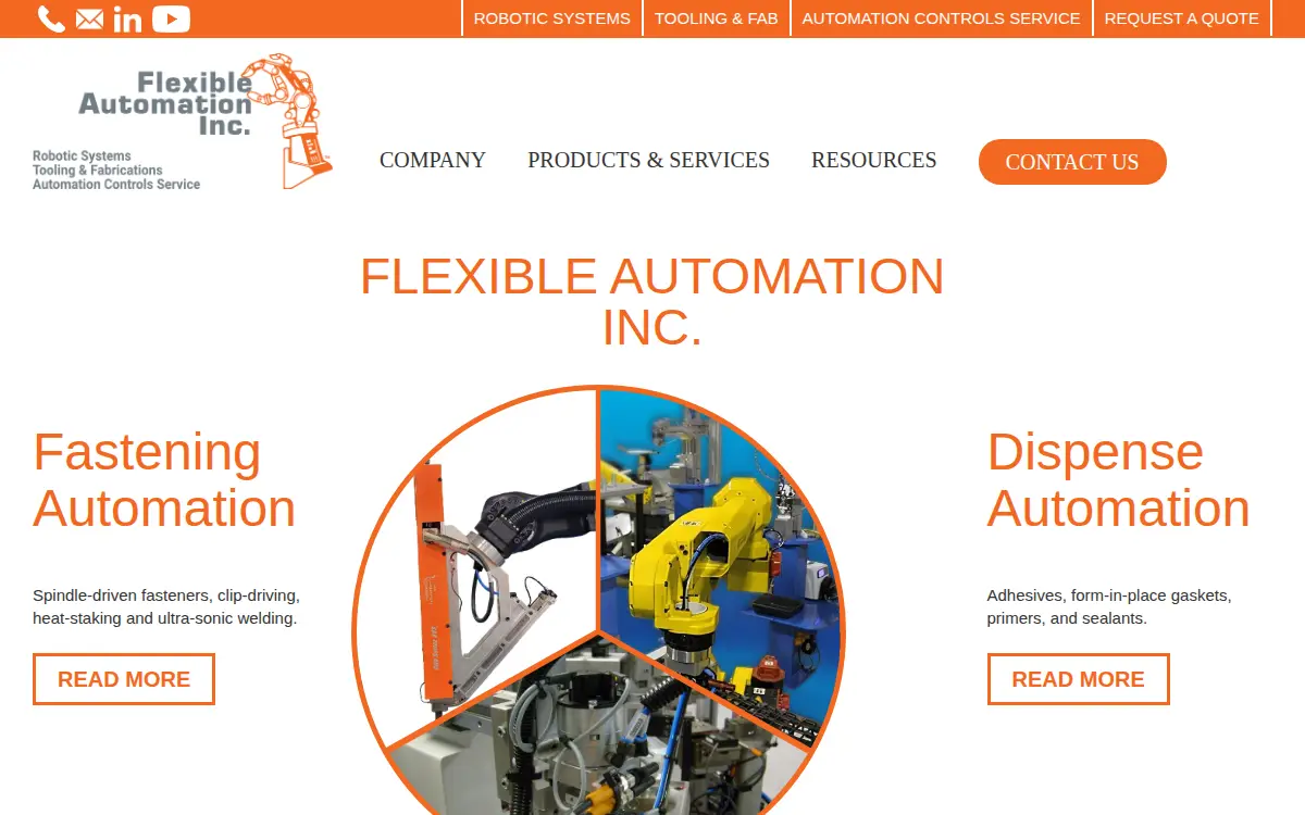 Homepage of Flexible Automation, INC.