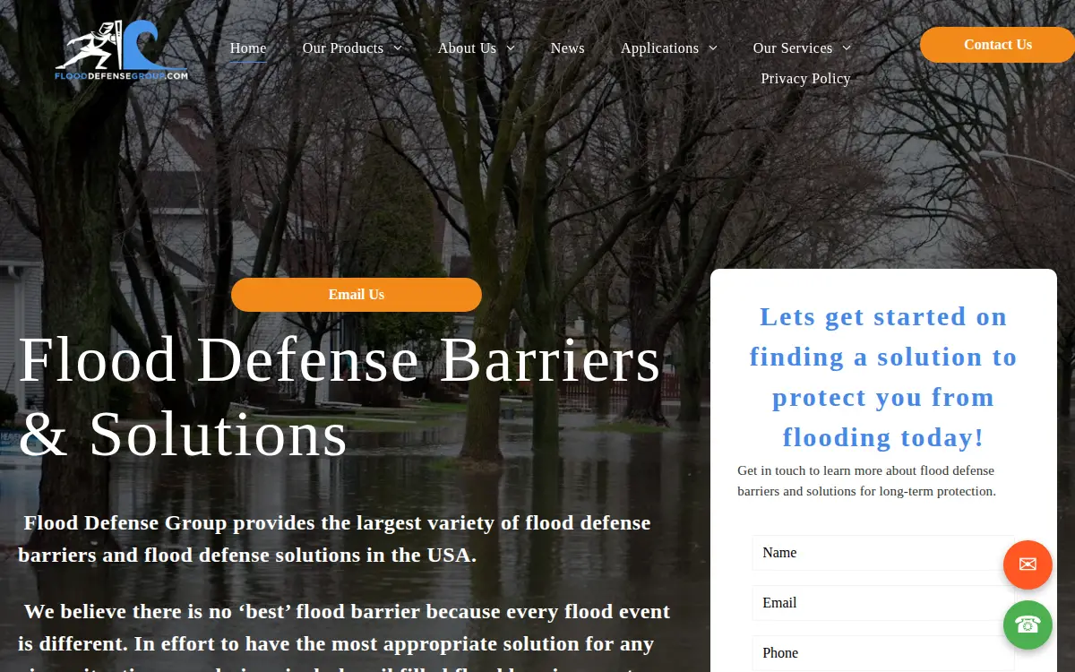 Homepage of Flood Defense Group LLC