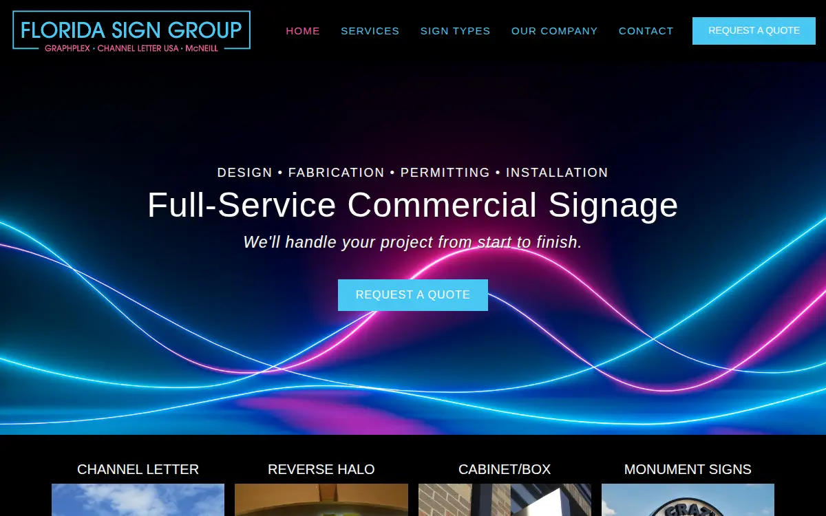 Homepage of Florida Sign Group, LLC