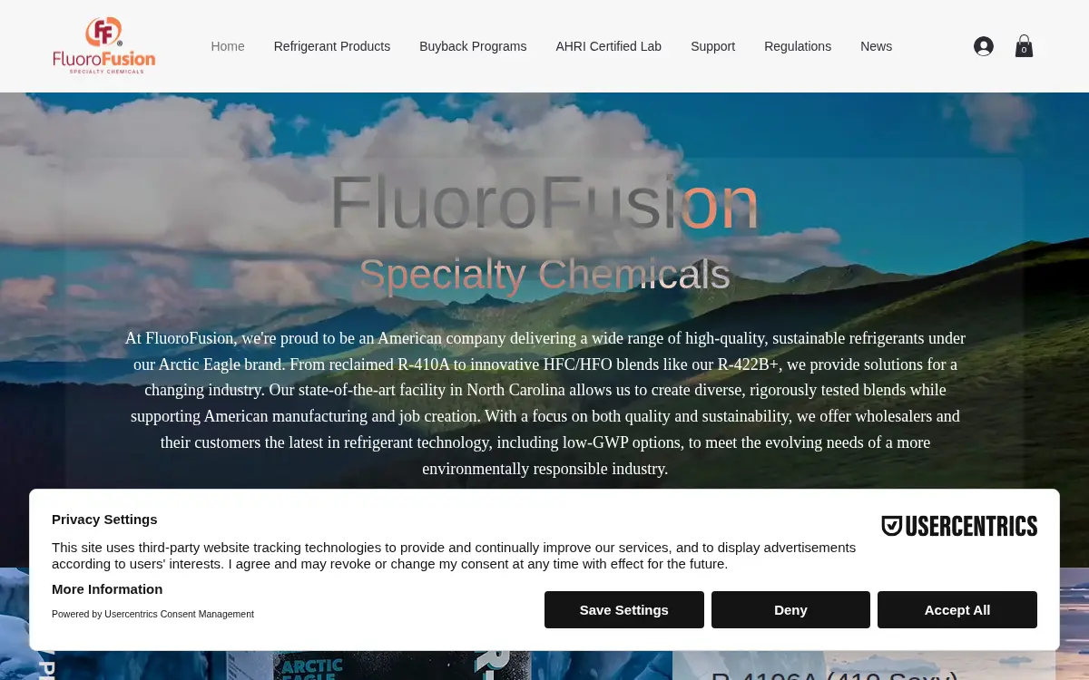 Homepage of Fluorofusion Specialty Chemicals, INC