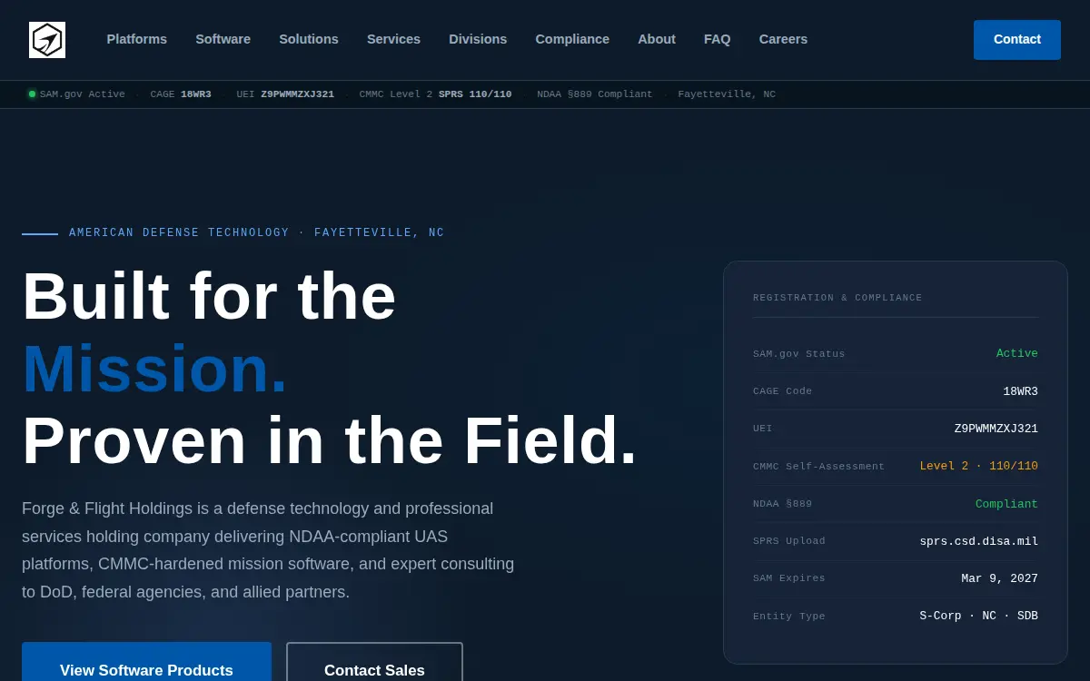 Homepage of Forge & Flight Holdings INC