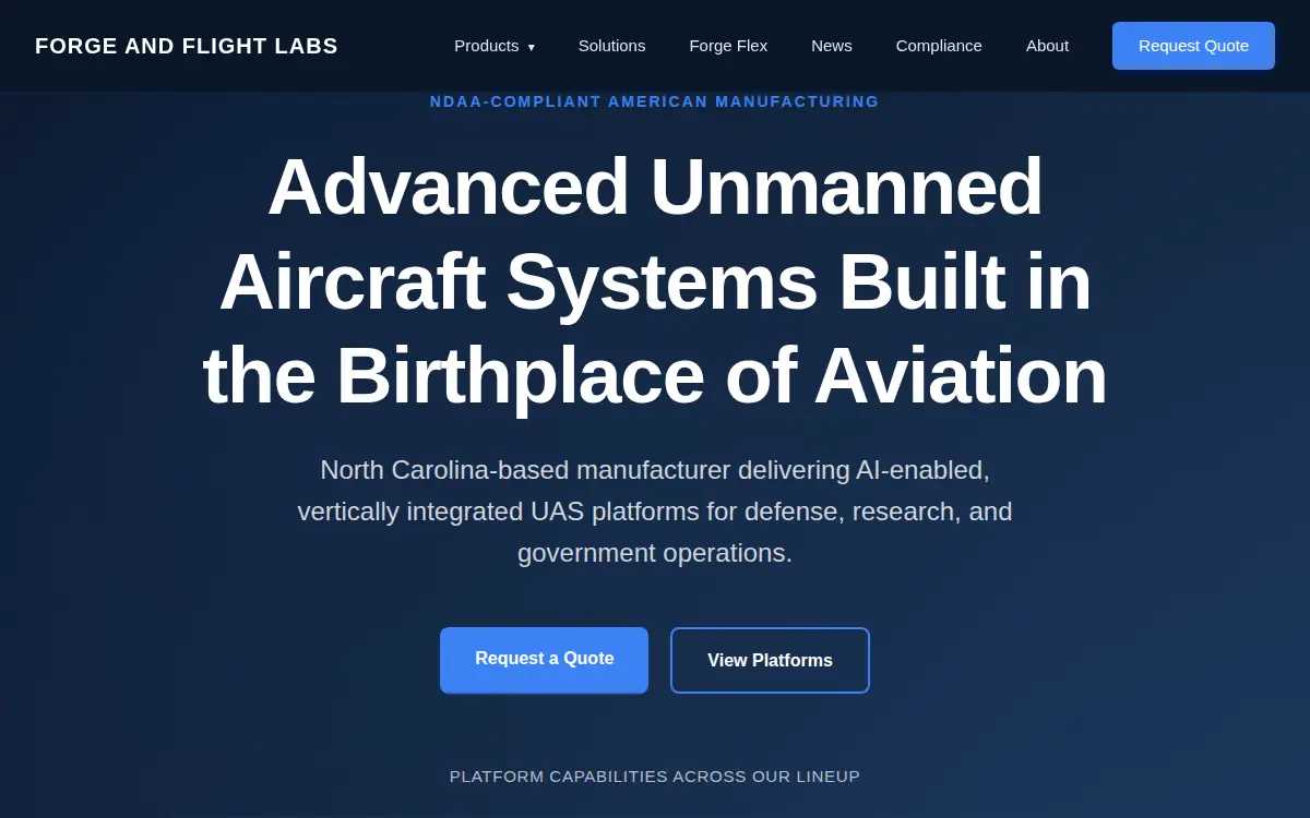 Homepage of Forge and Flight Labs LLC