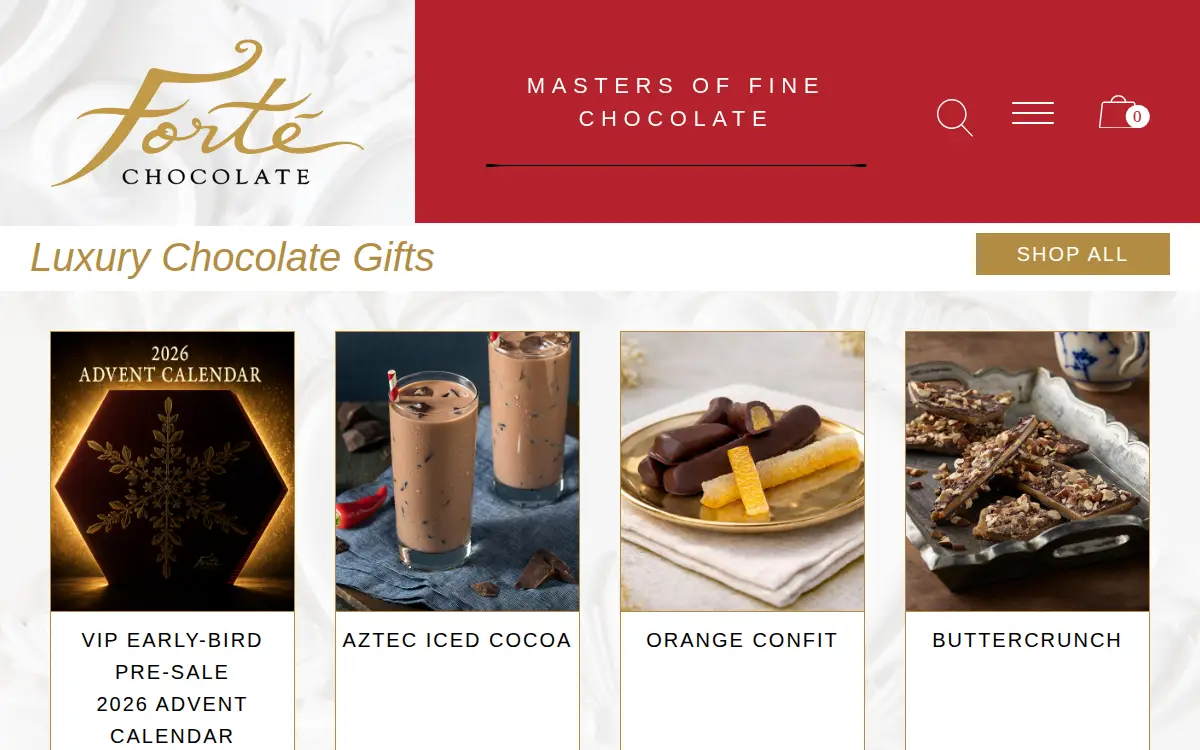 Homepage of Forte Chocolates & Pastry Arts LLC
