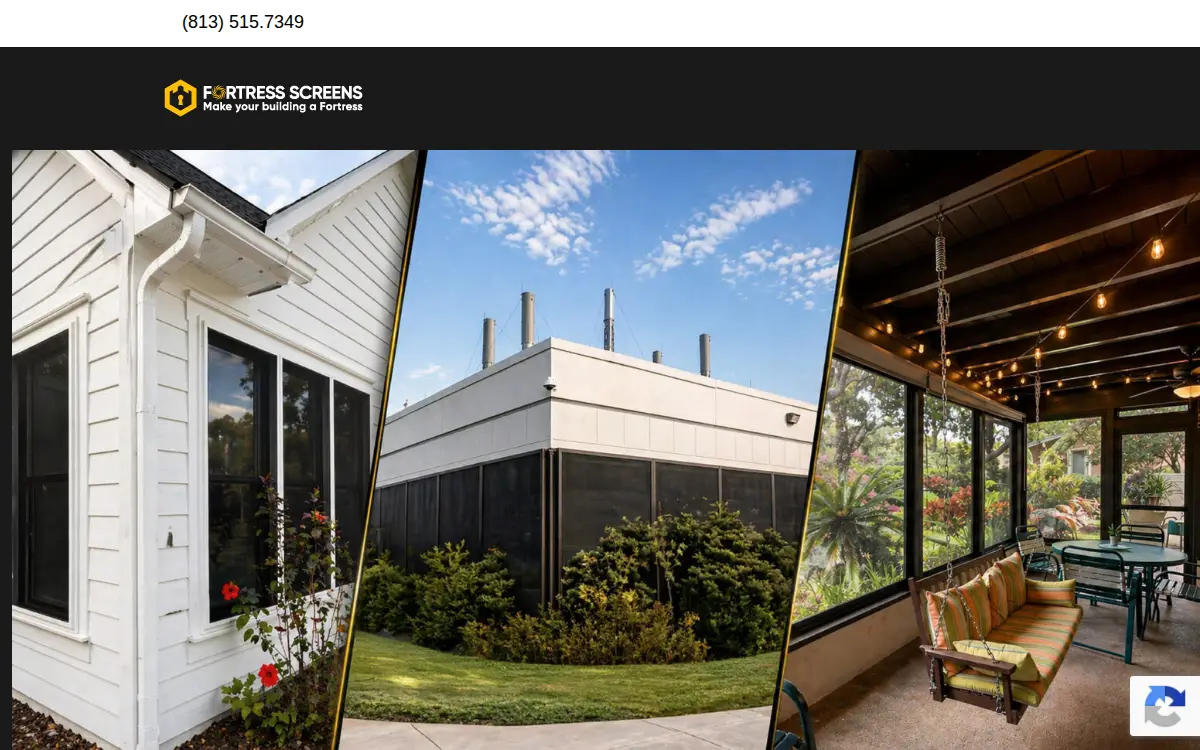 Homepage of Fortress Screens, LLC