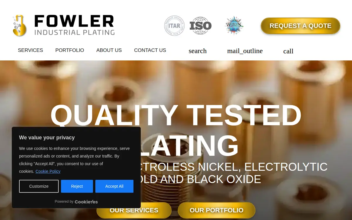 Homepage of Fowler Industrial Plating, LLC