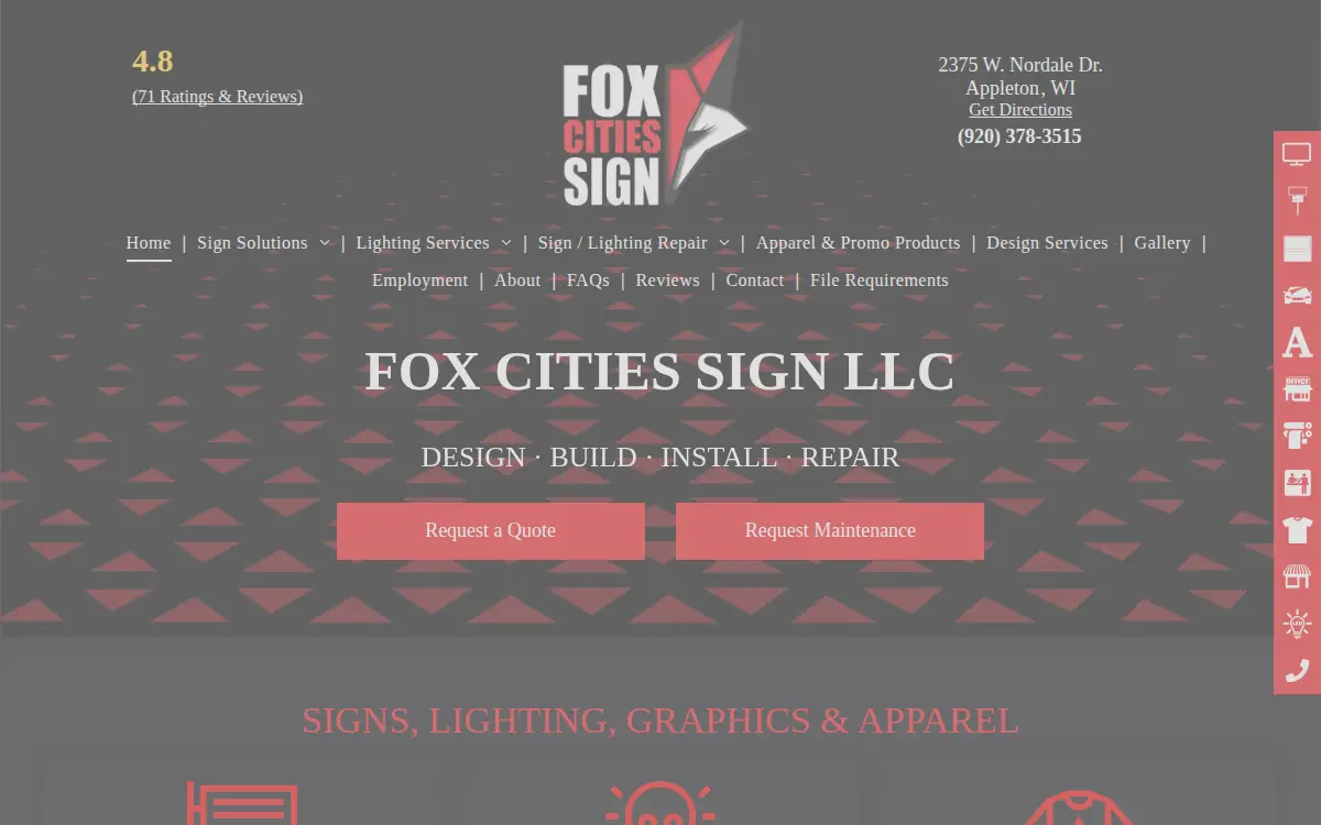 Homepage of Fox Cities Sign LLC