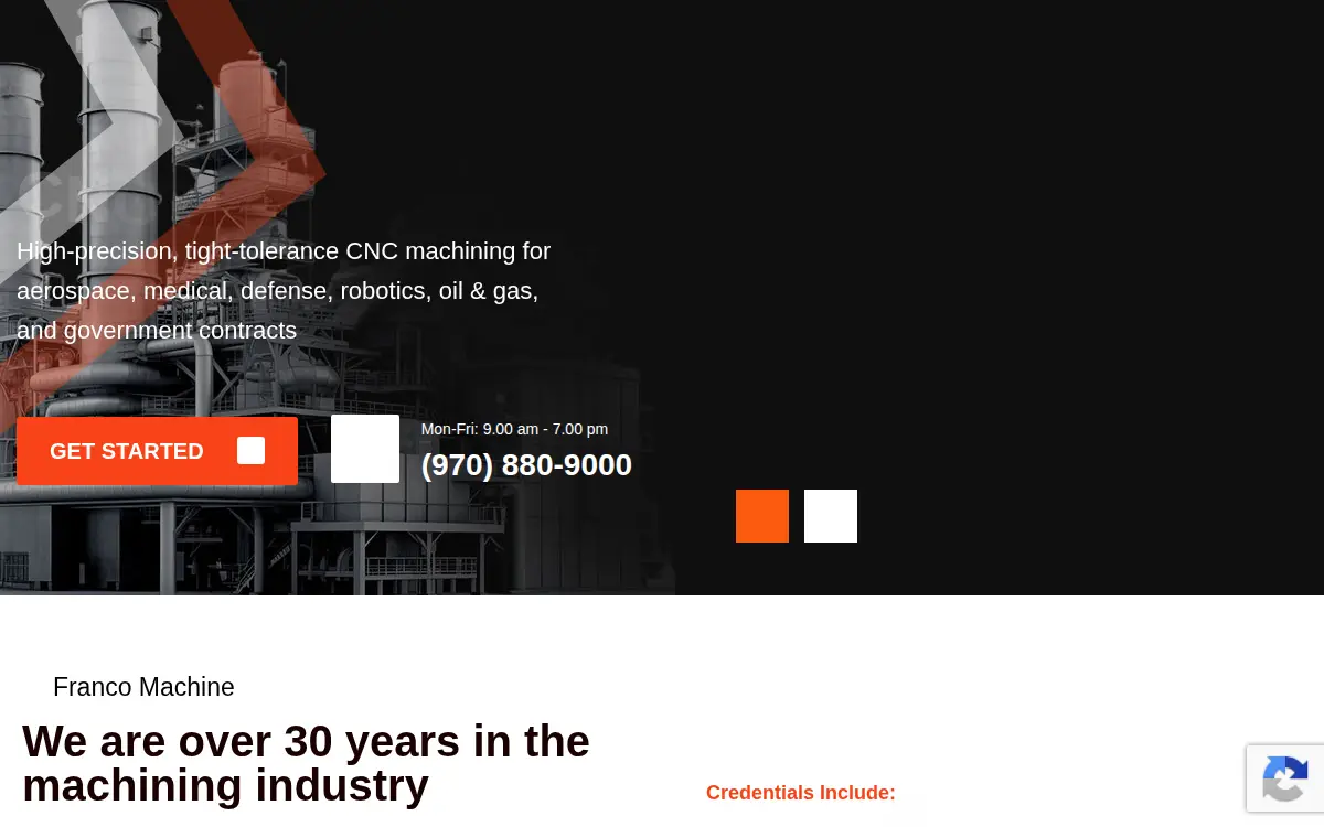 Homepage of Franco Machine