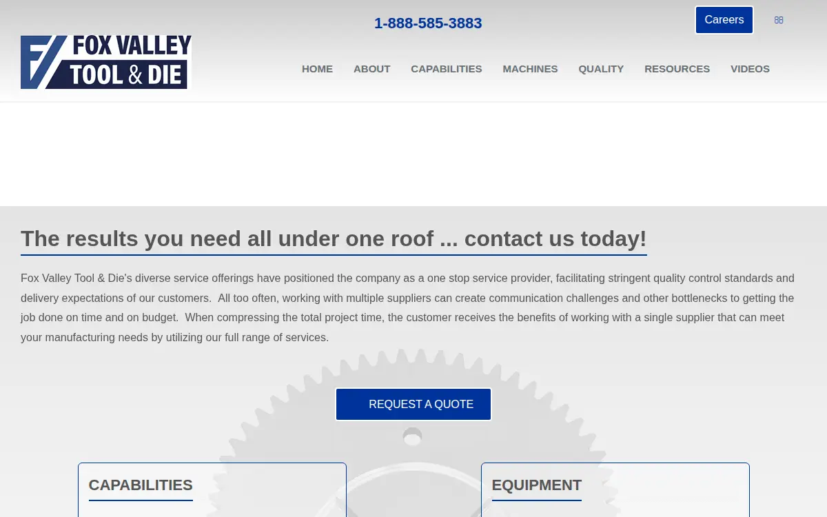Homepage of Fox Valley Tool & Die, INC.