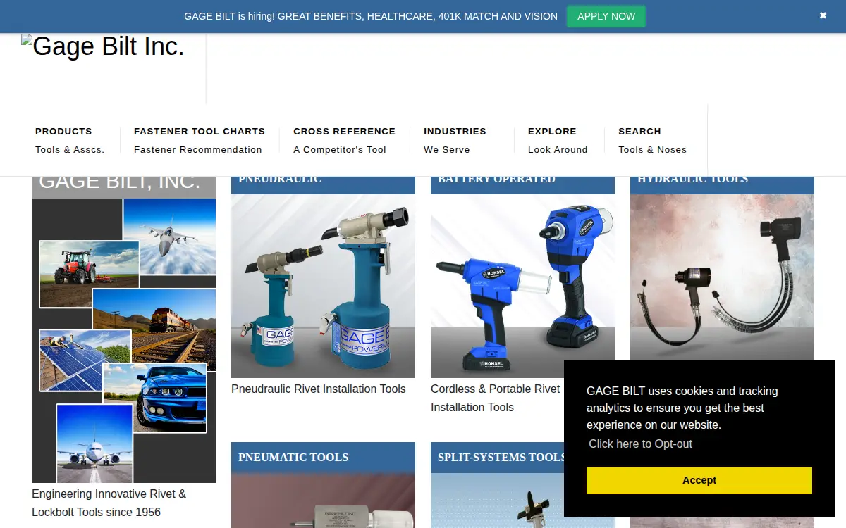 Homepage of Gage Bilt, INC.