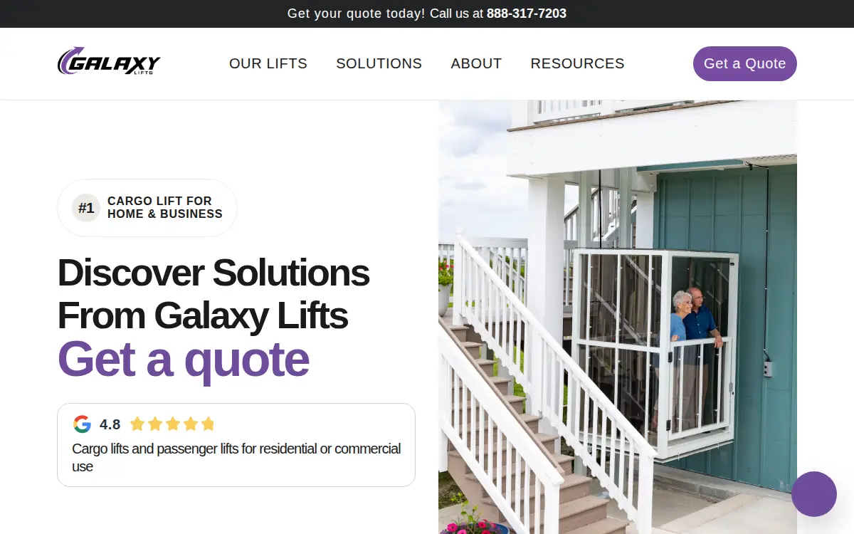 Homepage of Galaxy Lifts LLC