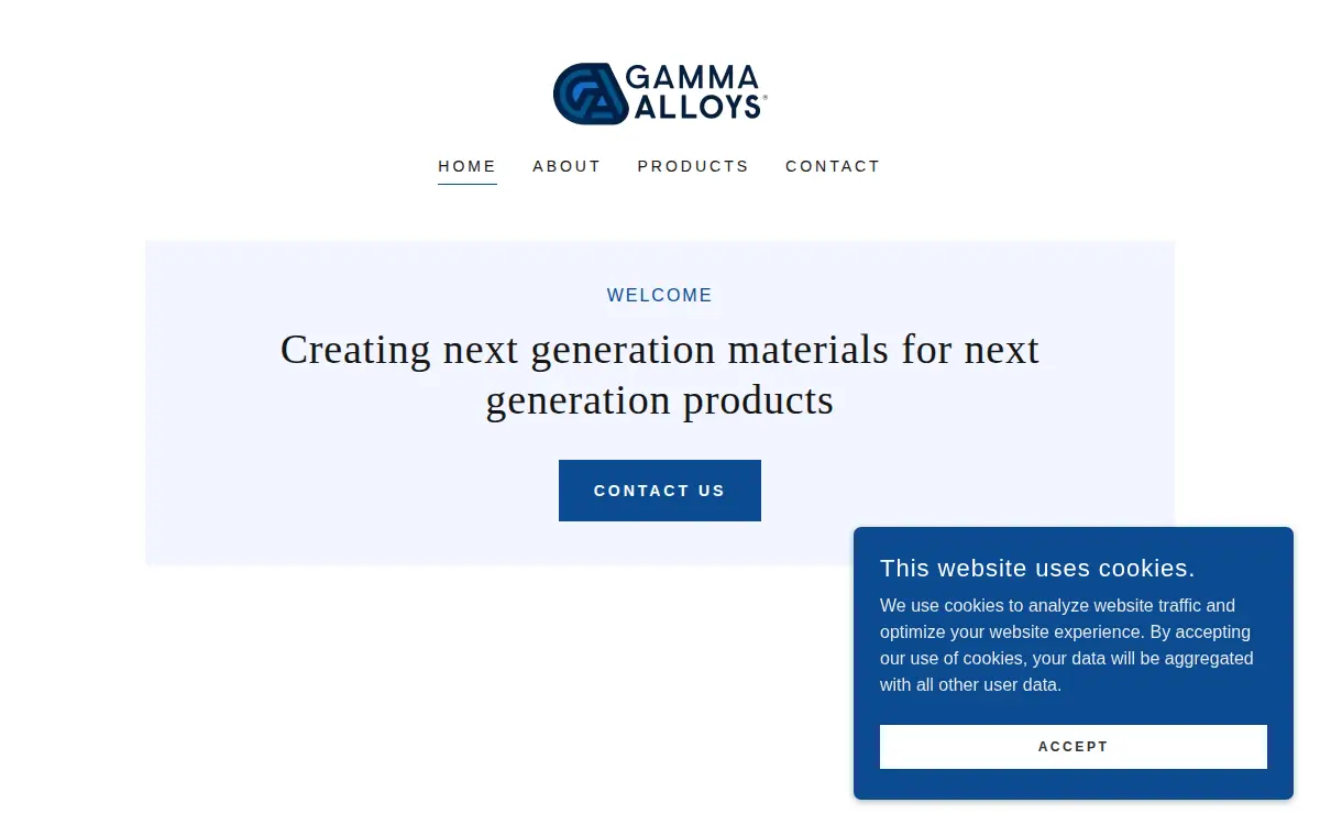 Homepage of Gamma Alloys INC