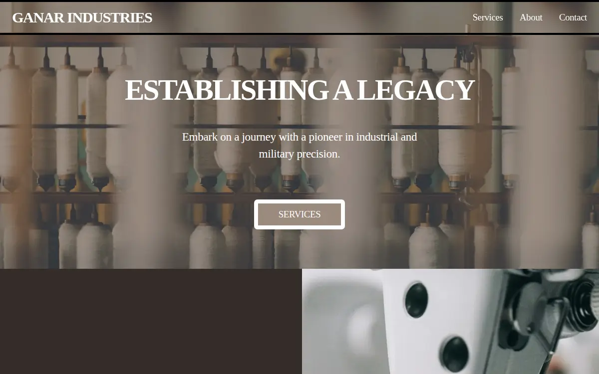 Homepage of Ganar Industries LLC