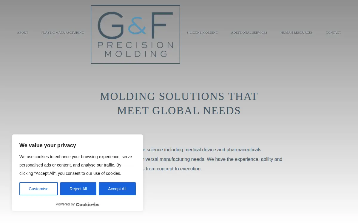 Homepage of G&f Precision Molding, INC.