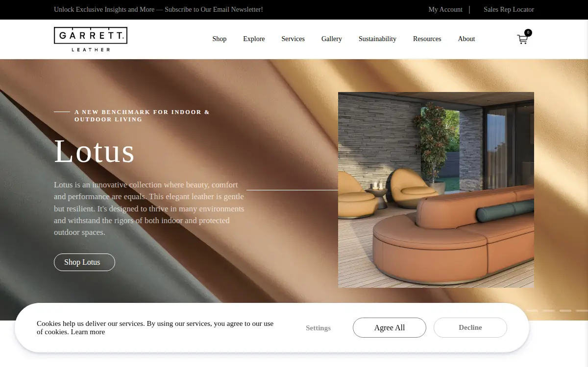 Homepage of Garrett Leather Corporation