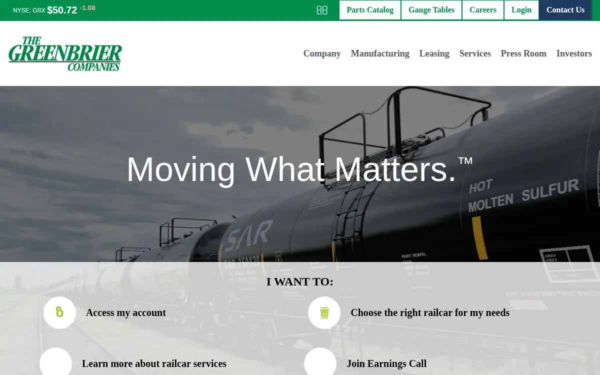 Homepage of The Greenbrier Companies, INC.