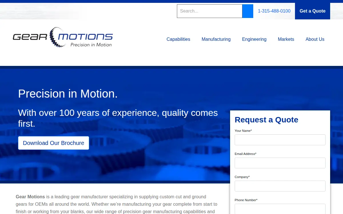 Homepage of Gear Motions Incorporated