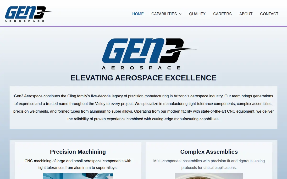 Homepage of Gen3 Aerospace, LLC