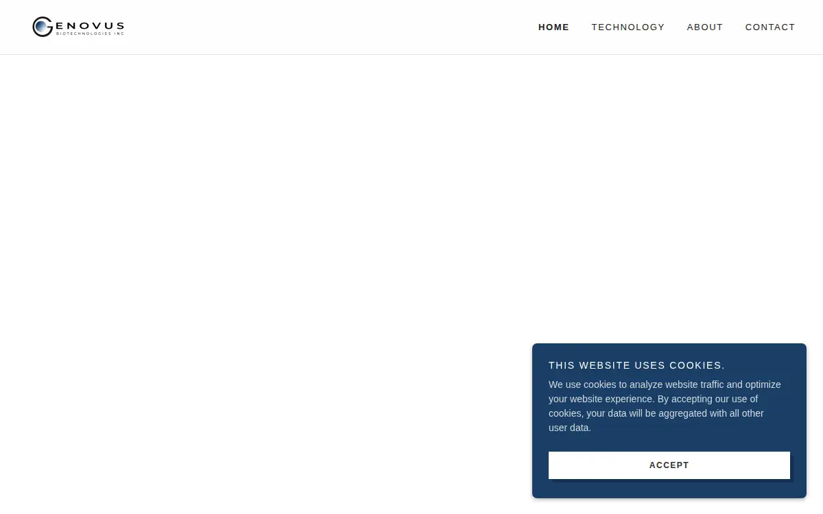 Homepage of Genovus Biotechnologies INC