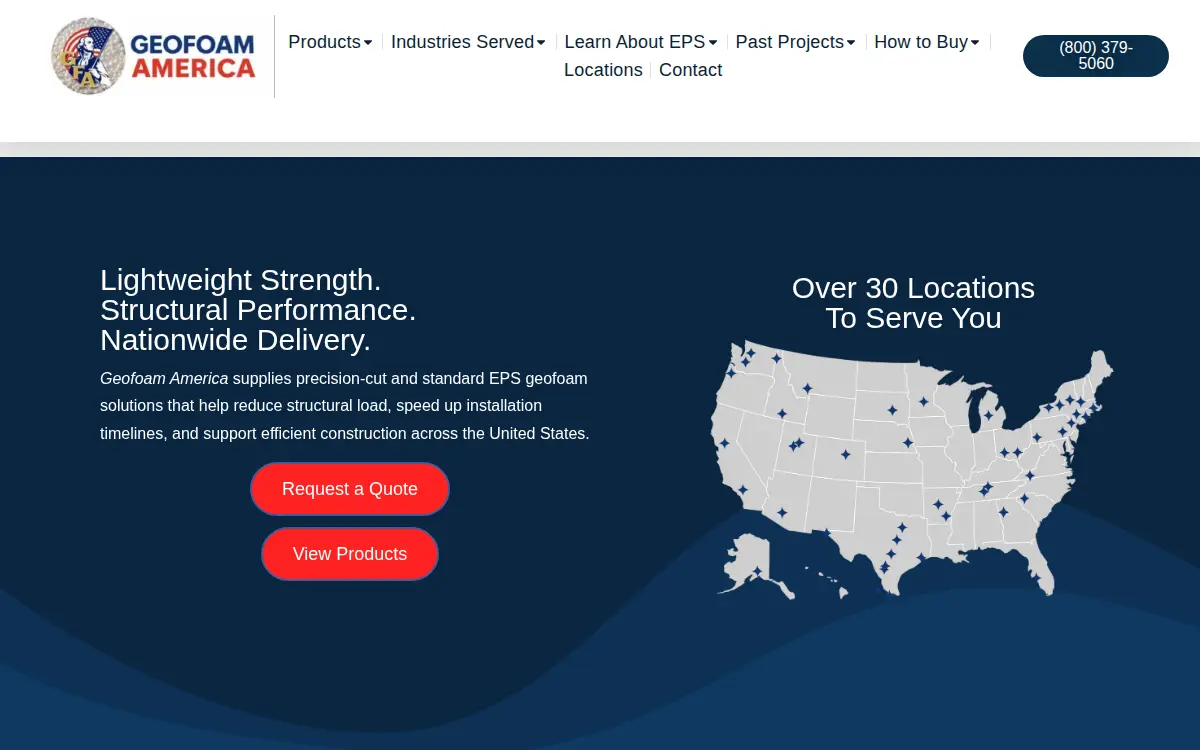 Homepage of Geofoam America LLC
