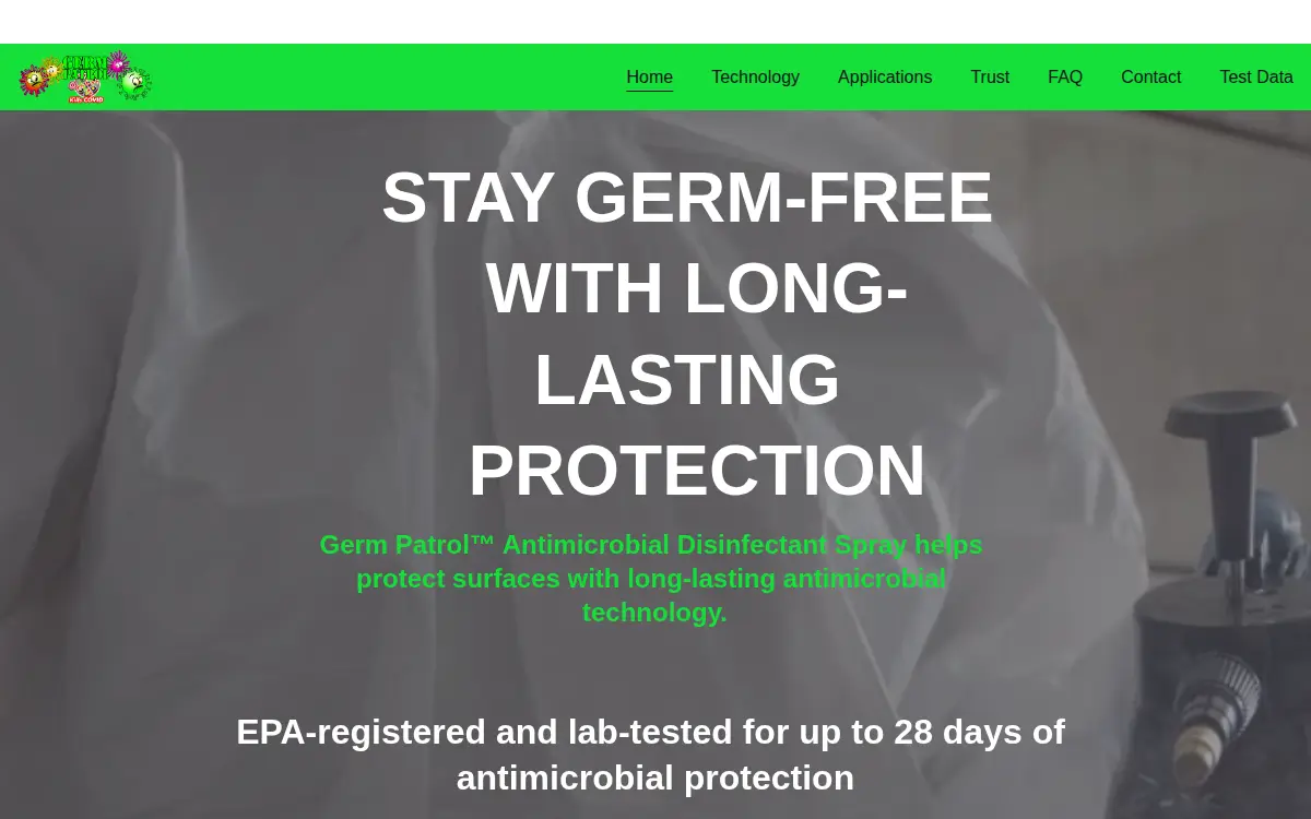 Homepage of Germ Patrol LLC