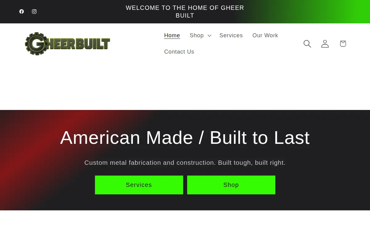 Homepage of Gheer Built, LLC