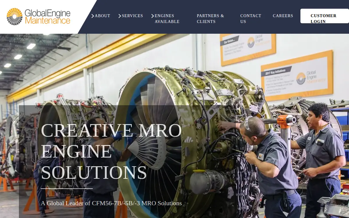 Homepage of Global Engine Maintenance, LLC