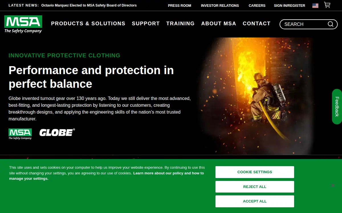 Homepage of Globe Manufacturing Company, LLC
