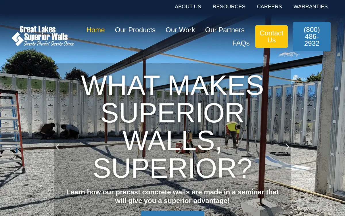 Homepage of Great Lakes Concrete Products LLC