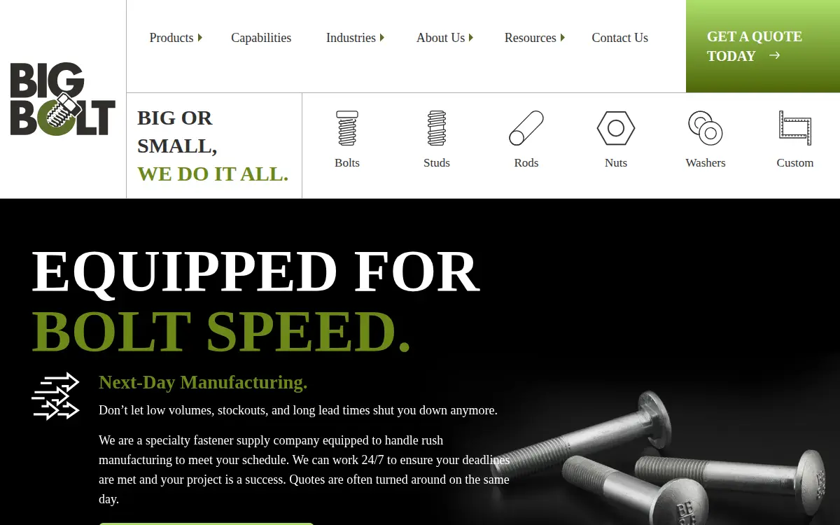 Homepage of Big Bolt, LLC