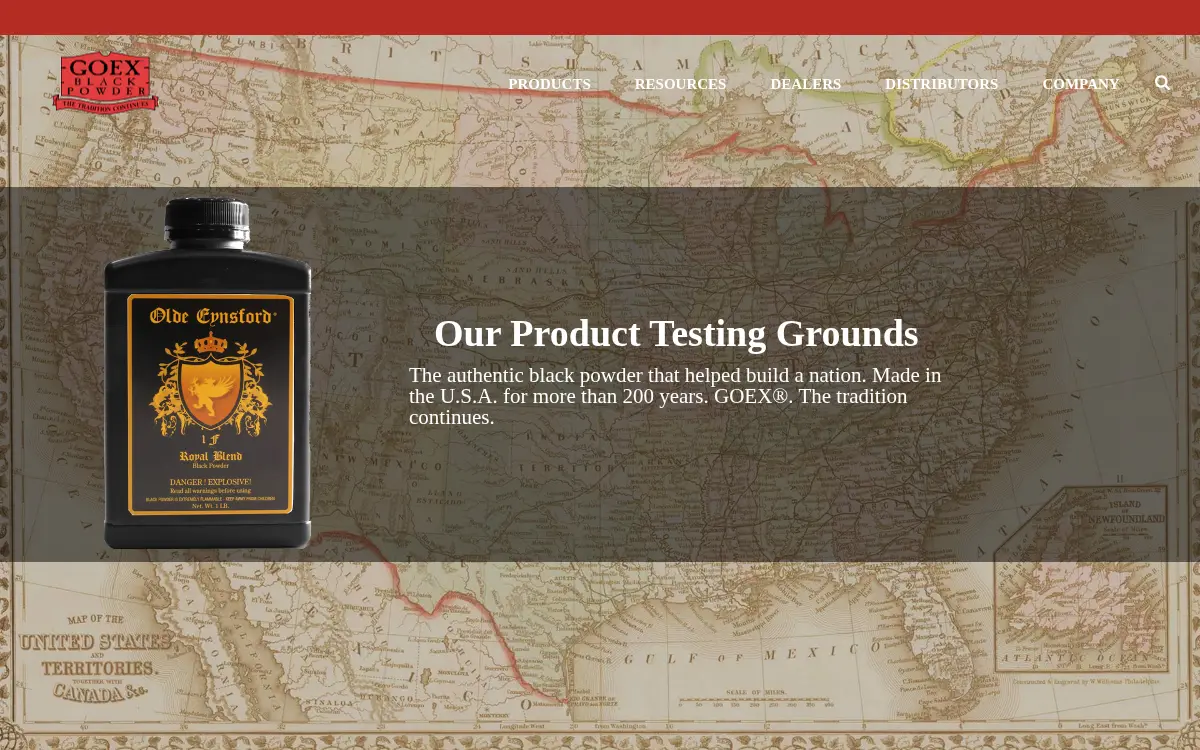 Homepage of Goex Industries LLC