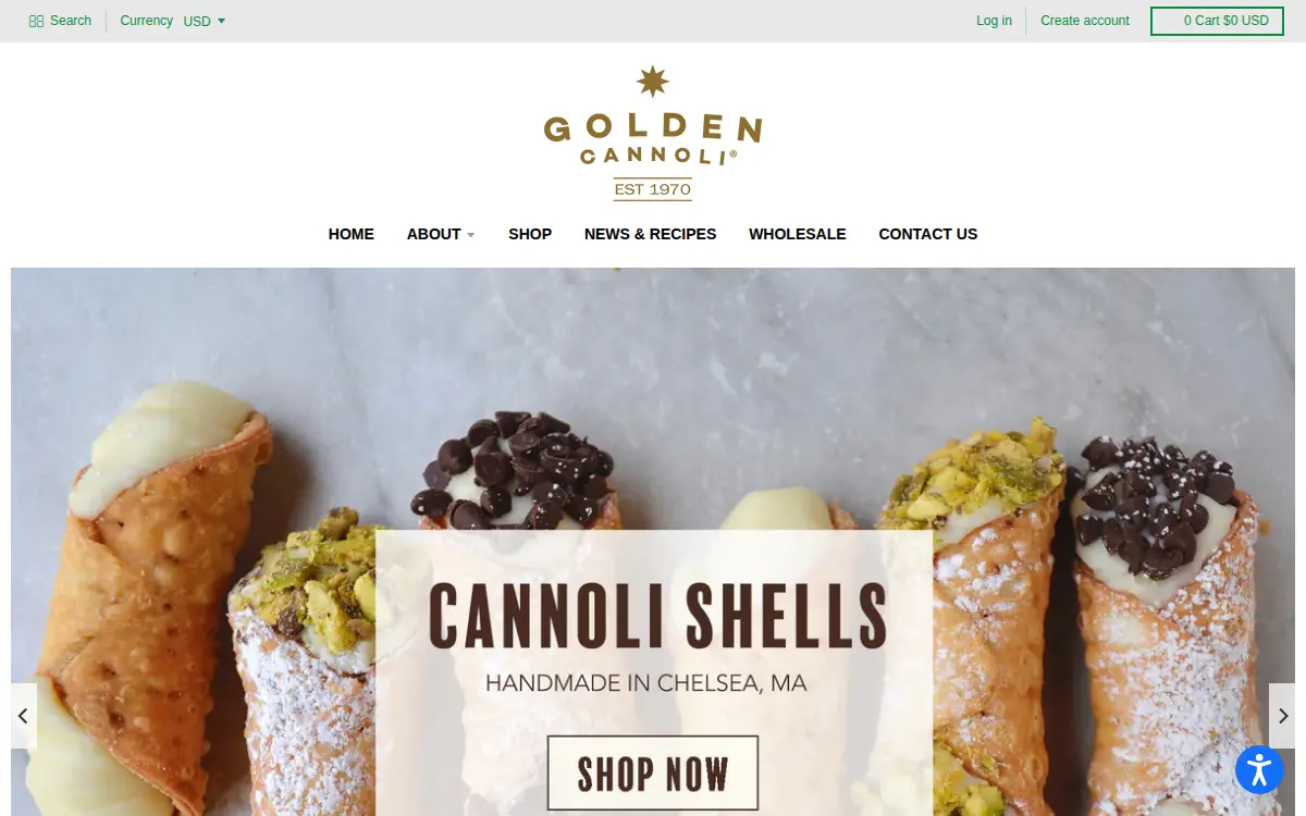 Homepage of Golden Cannoli Shells CO INC
